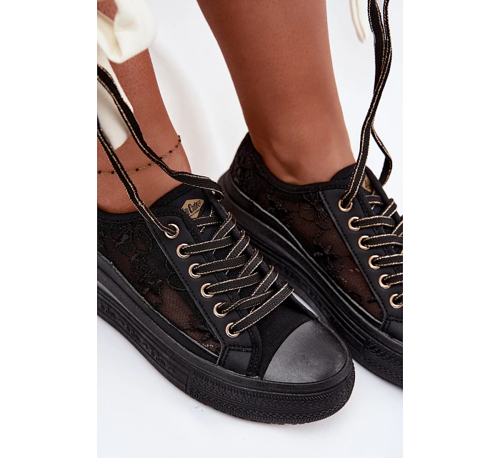 Dámské tenisky s krajkou na platformě model 22095265 Černé - Lee Cooper