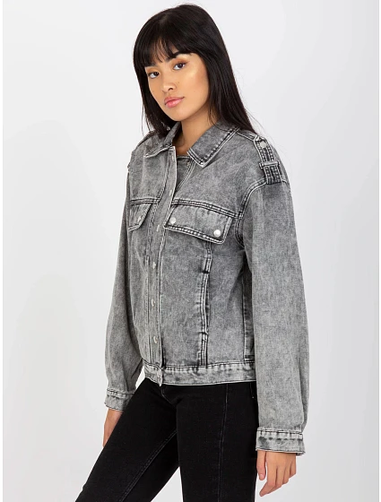 Dámská džínová bunda EM KR Šedá jeans model 20101358 - FPrice Dámská džínová bunda EM KR Šedá jeans model 20101358 - FPrice