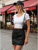 Dámska mini sukňa QUILLA čierna FashionStreet CY0437 Dámska mini sukňa QUILLA čierna FashionStreet CY0437