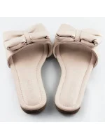 Béžové dámské pantofle s mašlí model 17360278 Béžové dámské pantofle s mašlí model 17360278