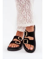 Dámské Sandały Na Platformě Se Zlatými Přezkami Černé model 21703931 - Boto Dámské Sandały Na Platformě Se Zlatými Přezkami Černé model 21703931 - Boto