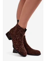 Botki Z Naturalnego Zamszu Na Klocku Panterka D&A JC52-852 Brązowe