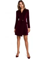 Dámske zamatové sako šaty M562 bordová - Moe