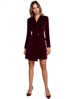 Dámske zamatové sako šaty M562 bordová - Moe