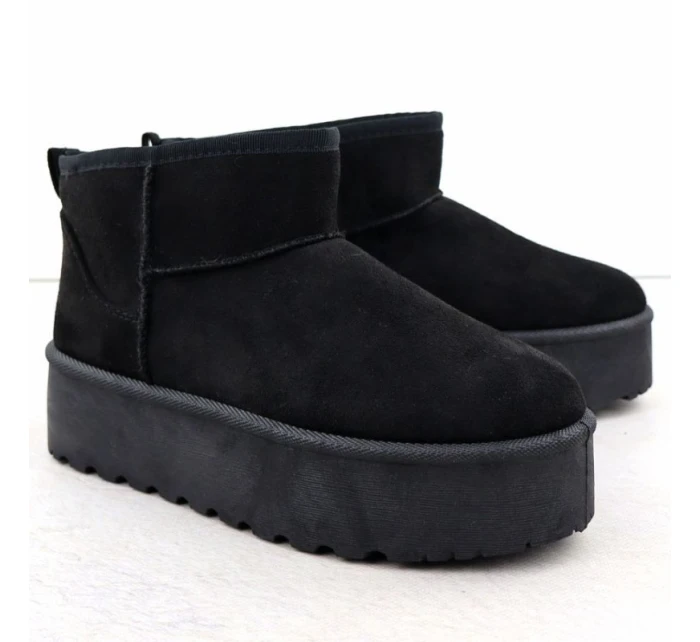 Dámske semišové snehové topánky čierne Potocki 16322