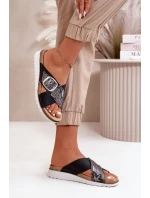 Pohodlné dámské pantofle s přezkou model 21667986 černé - Inblu