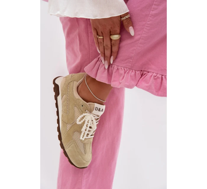 Dámské kožené semišové tenisky MK61-0705 světle zelené