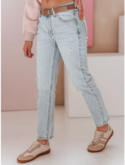 Dámské džínové kalhoty slim fit s páskem modré Dstreet model 21983375 - FashionStreet