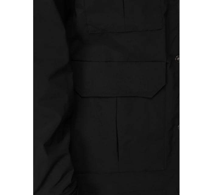 Pánska prechodná bunda s kapucňou čierna FashionStreet TX5133