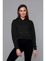 Krátká černá tepláková mikina s kapucí model 18378818 - J.STYLE Krátká černá tepláková mikina s kapucí model 18378818 - J.STYLE