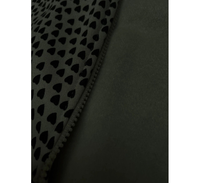 Dámska mikina na zips v armádnej farbe so srdiečkovým vzorom (2315)