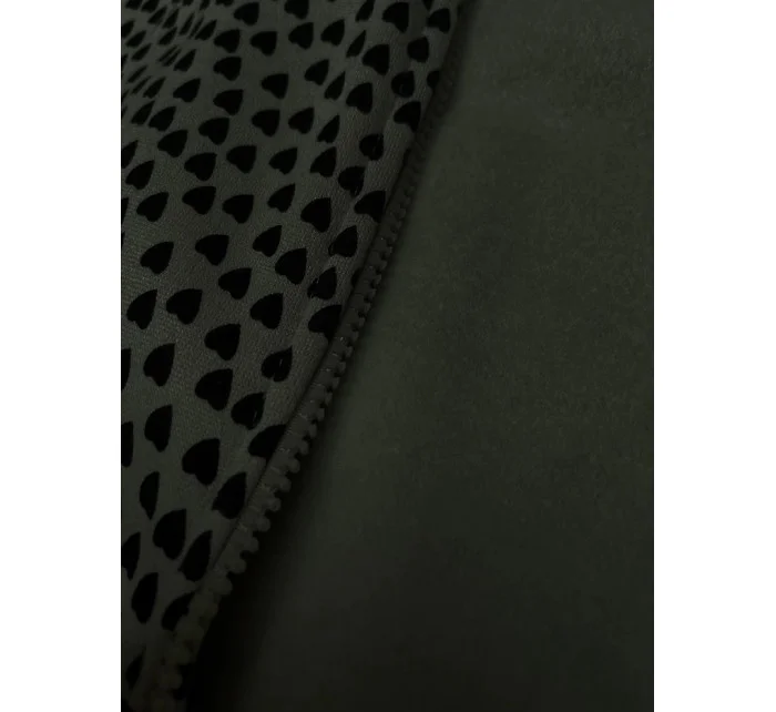 Dámska mikina na zips v armádnej farbe so srdiečkovým vzorom (2315) Dámska mikina na zips v armádnej farbe so srdiečkovým vzorom (2315)