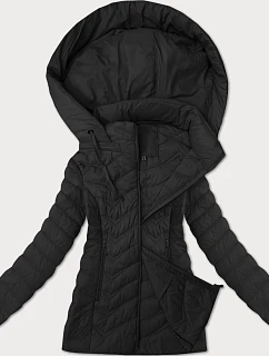 Černá dámská prošívaná bunda s kapucí model 21095890 - J.STYLE