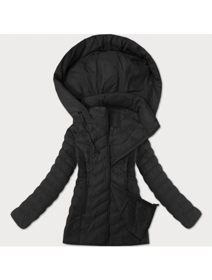 Černá dámská prošívaná bunda s kapucí model 21095890 - J.STYLE