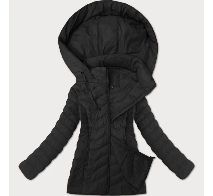 Černá dámská prošívaná bunda s kapucí model 21095890 - J.STYLE