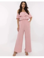 Elegantný overal so širokými nohavicami, špinavo ružový (T52)