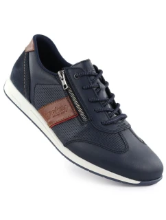 Pánské pohodlné kožené polobotky v tmavě modré barvě model 21906658 - Rieker