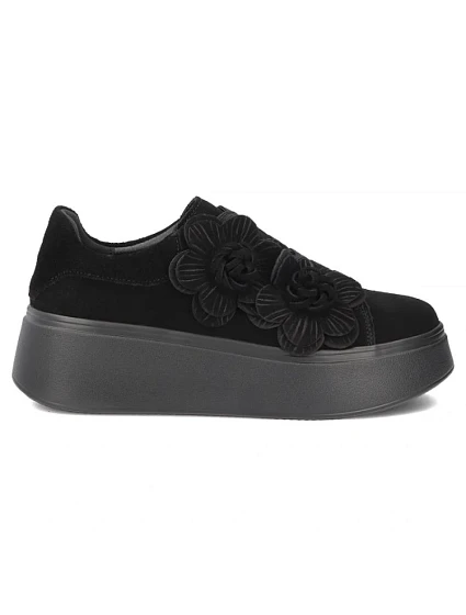 Skórzane sneakersy damskie na z zamszowe czarne dámské model 22359619 - FILIPPO Skórzane sneakersy damskie na z zamszowe czarne dámské model 22359619 - FILIPPO