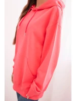 Dámská mikina s kapucí a model 21494957 z bavlny růžová - K-Fashion