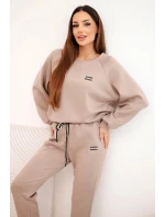 Dámská souprava máslová z viskózy s mikinou a kalhotami tmavě béžová Dámská souprava máslová z viskózy s mikinou a kalhotami tmavě béžová