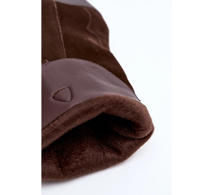 Kožené Semišové Kozačky Dívčí Oteplené Čokoládové Urselle