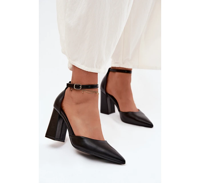 Lodičky na podpatku z imitace kůže Černé model 22122778 - Boto