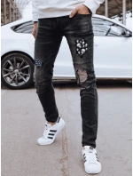 Pánske čierne džínsové nohavice FashionStreet UX4295