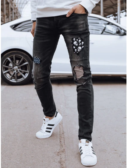 Pánske čierne džínsové nohavice FashionStreet UX4295