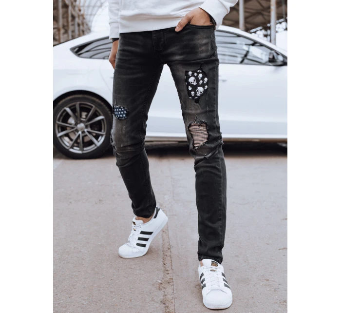 Pánske čierne džínsové nohavice FashionStreet UX4295