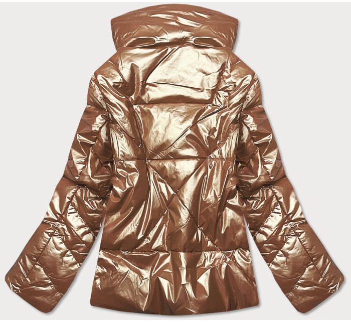 Zlatá dámska bunda s leskom (OMDL-023)