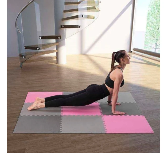 Multipack One Fitness puzzle podložka MP10 ružovo-sivá 9 kusov 10 mm