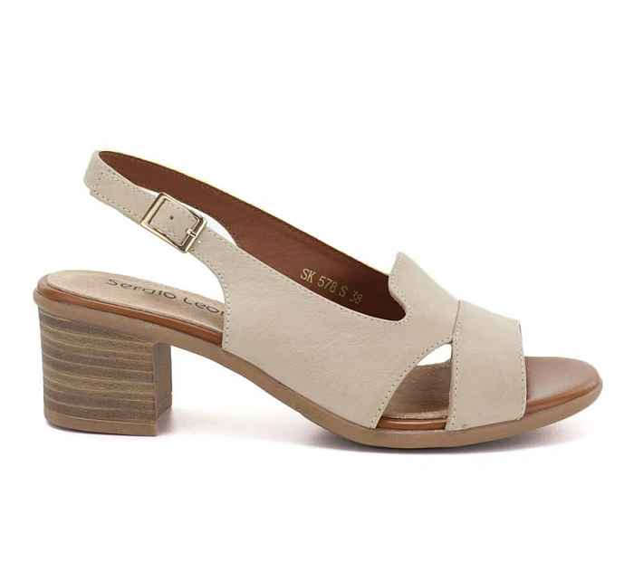 Dámské kožené sandály béžové Sergio model 22121908 - LEONE
