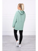Tmavo mätová tunika na zips s kapucňou Oversize Tmavo mätová tunika na zips s kapucňou Oversize
