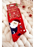 Pánske vianočné bavlnené ponožky so Santa Clausom a sobmi červené