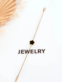 Dámsky náramok s kvetom z čierneho zlata