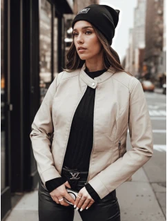 Dámská přechodná kožená bunda béžová Dstreet model 21981892 - FashionStreet