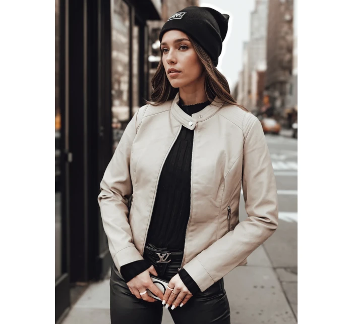 Dámská přechodná kožená bunda béžová Dstreet model 21981892 - FashionStreet