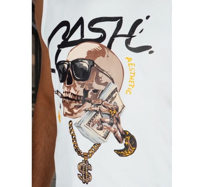 Pánske tričko bez rukávov biele FashionStreet RX5654