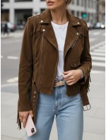 Dámska semišová bunda so strapcami hnedá FashionStreet TY5582 Dámska semišová bunda so strapcami hnedá FashionStreet TY5582