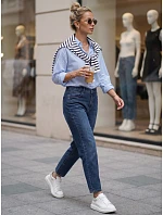 Dámské džíny Mom Fit s elastickým pasem, modré, FashionStreet UY3102 Dámské džíny Mom Fit s elastickým pasem, modré, FashionStreet UY3102