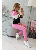 Farebná pruhovaná súprava svetloružová+ecru