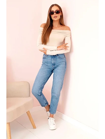 Dámská halenka s dlouhým rukávem a odhalenými rameny béžový