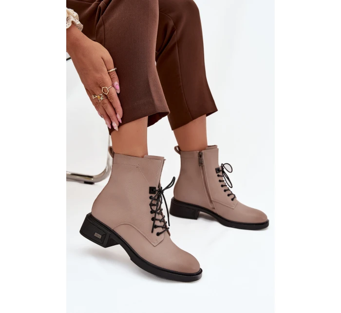 Dámske topánky Vinceza - béžové, pravá koža, nízky podpätok, zateplené Dámske topánky Vinceza - béžové, pravá koža, nízky podpätok, zateplené