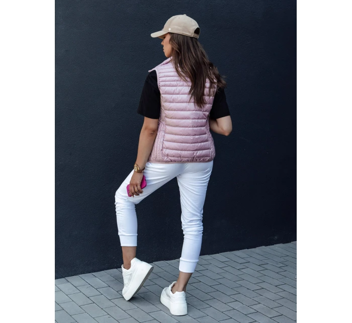 Dámská prošívaná vesta se stojáčkem růžová Dstreet model 21979314 - FashionStreet