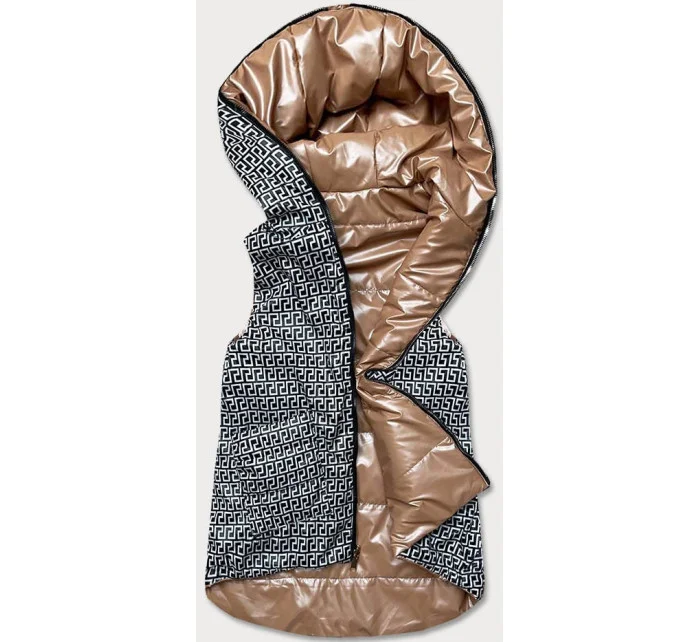 Svetlo hnedá dámska rozšírená obojstranná vesta (B8006-46)