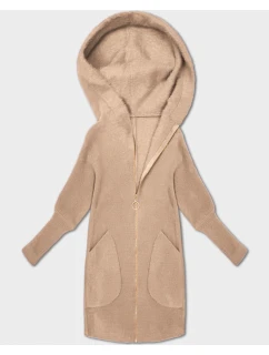 Světle béžová bunda přehoz přes oblečení typu alpaka s kapucí model 21479148 - MADE IN ITALY