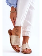 Dámské kožené žabky Světle zlatá model 21613209 - EVENTO