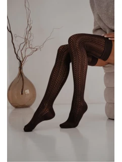 Dámské podkolenky s otevřeným vzorem se vzorem podlahy čokoládové