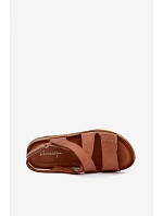 Kožené dámské sandály na platformě model 22208623 Camel - Maciejka