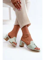 Dámske papuče s vysokým podpätkom z eko semišu, mätová Yemenna